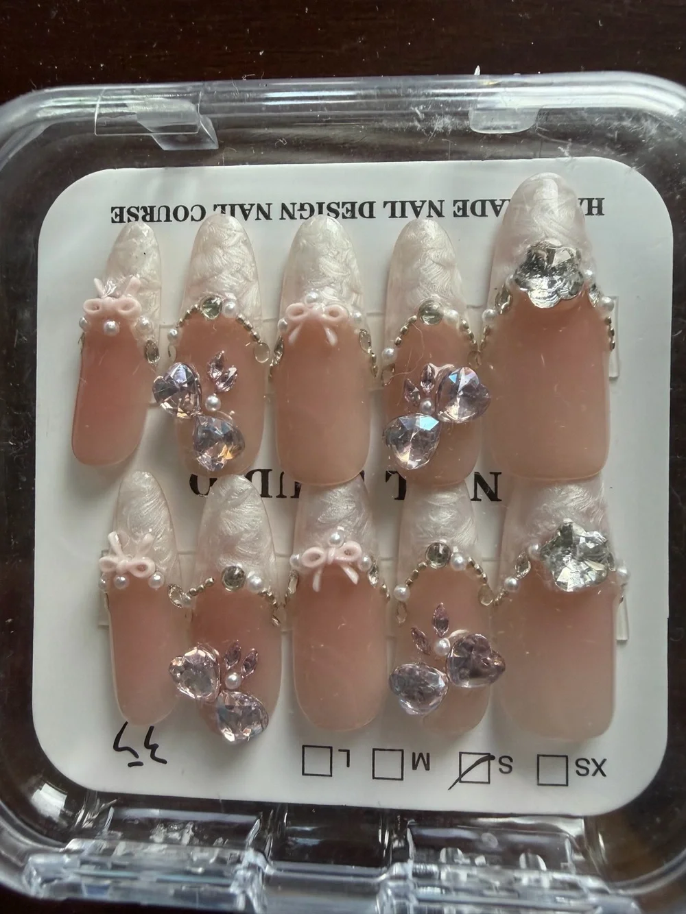 Elegant Pink Crystal Embellished Press-On Nails